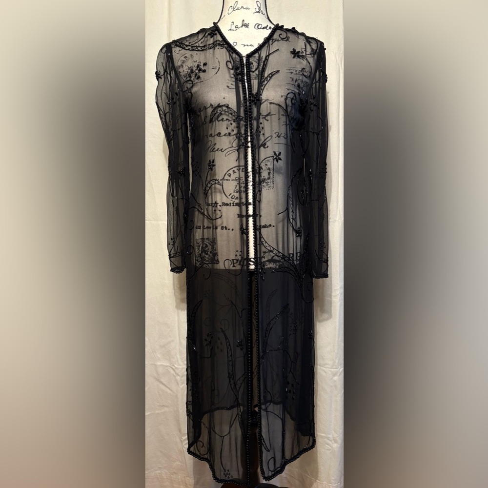 Scala Black Beaded Silk Cover-Up
